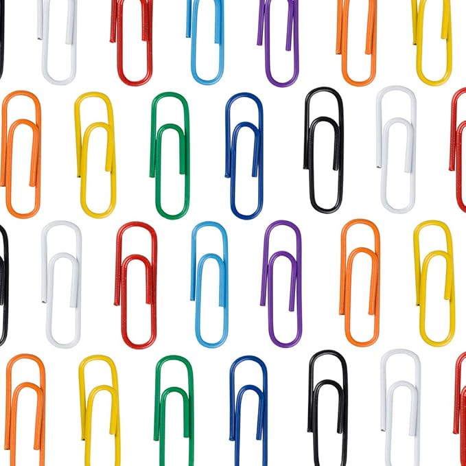 JAM PAPER Colorful Standard Paper Clips - Regular 1 Inch - Assorted Paperclips - 100 Clips per Color