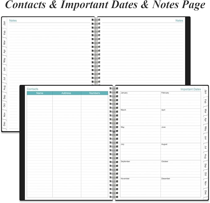 2026 Planner - Planner 2026 from January 2026 to December 2026 with 12 Monthly Tabs, Flexible Cover, Inner Pocket, 8.5" x 11", Black