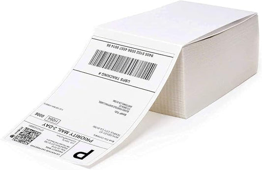 MFLABEL Fanfold 4" x 6" Direct Thermal Labels White Perforated Shipping Label (100 Labels)