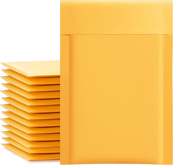 UCGOU Bubble Mailers 4x8 Inch Yellow 100 Pack Usable Size 4x7 Inch Kraft Padded Envelopes Small Business Mailing Packages Opaque Self Seal Boutique Shipping Bags Mailer Shipping Envelope Bubble Mailer