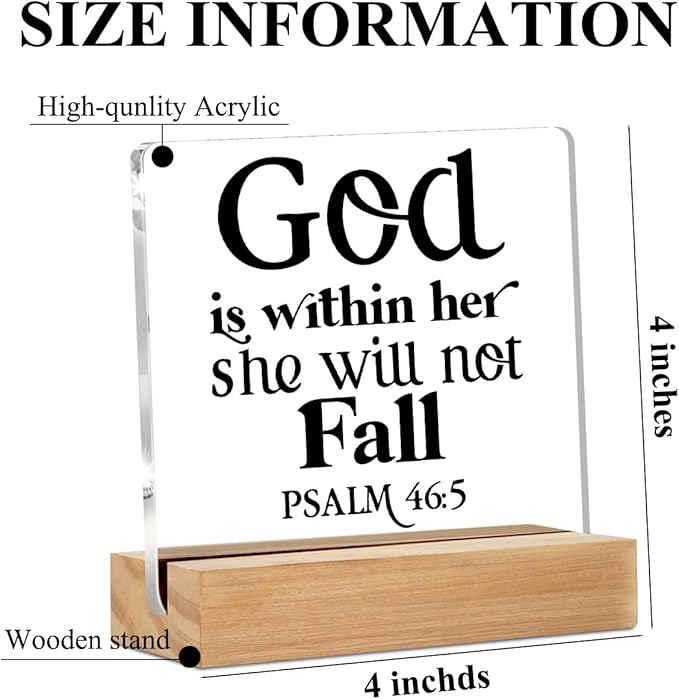 Christian Gifts for Women Acrylic Sign Decor Christian Home Office Table Decor Acrylic Plaque, Bible Verse Shelf Cubicle Desktop Art Decoration, Inspirational Religious Gifts for Women Friend Her