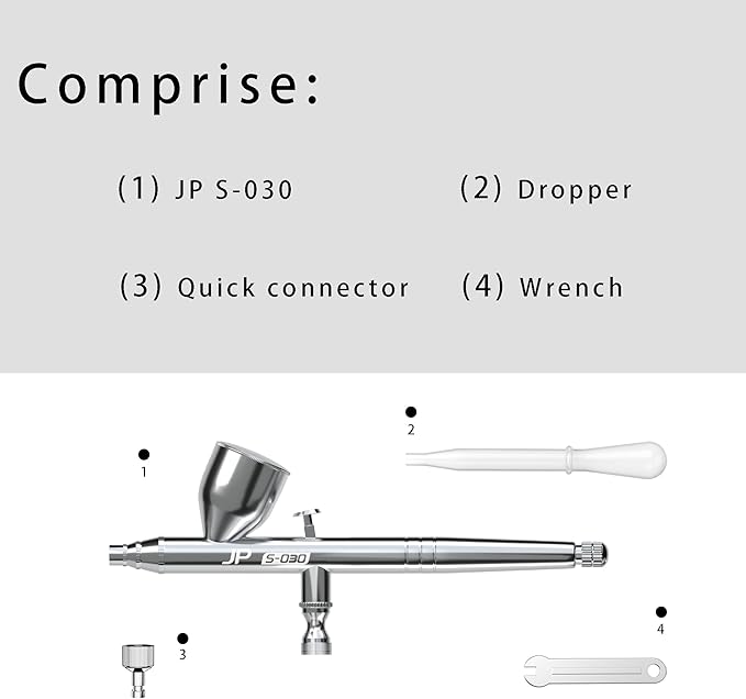 JP s030 Airbrush Spray Gun Advanced Precision Spraying, Model Painting, Nail Art, Crafts, and Lure Making