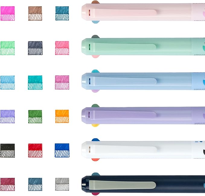 Woomer 3-in-1 Retractable Gel Pens 18 Colors - 0.5mm Fine Point Smooth Writing - Gel Ink Multicolor pens for Journaling Planner, 6 Count Nurse Pens for Journaling Home, Office, Note-taking, Teacher