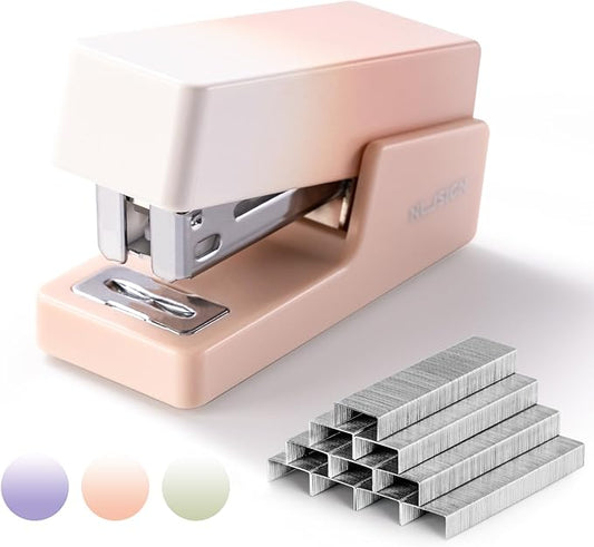 Mini Stapler with 830 Staples, Small Cute Desk Staplers, 25 Sheet Capacity, Pink-White Gradient