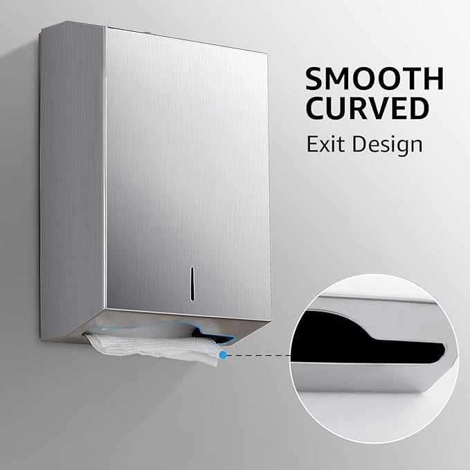 Paper Towel Dispenser Wall Mount - Multifold Trifold Paper Towel Dispensers, Large Capacity Stainless Steel Tissue Holder, Suitable for Bathrooms and Public Places