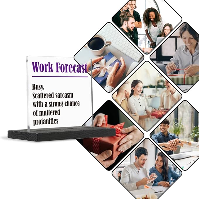 THRXOBN Cute Desk Decor for Coworker, Funny Profanity Gift for Work Colleague, Employee, Joke Birthday Office Gift for Coworker,Transparent Acrylic Desk Decoration, WYZ1