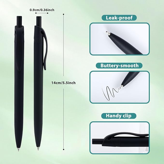 Pens Bulk, 50 Pack Retractable Ballpoint Pen, No Bleed Black Click Pens, Writing Pen in Medium Point, 1.0 MM Black Smooth Ink, Ideal for Office, School & Everyday Use
