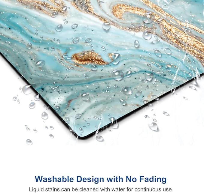 Mouse Pad, Marble Mouse Pad, Premium-Textured Mouse Mat Square Waterproof Non-Slip Rubber Base Computer Mousepads for Office Laptop Desk, Cyan Gold Marbling