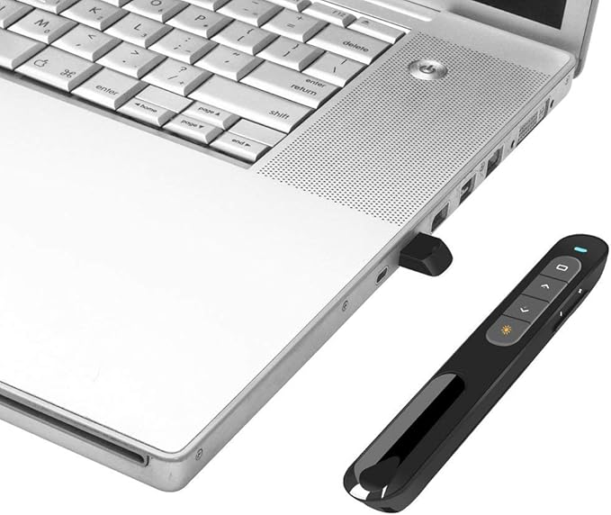 Wireless Presenter, Hyperlink Volume Control Presentation Clicker RF 2.4GHz USB PowerPoint Clicker Presentation Remote Control Pointer Slide Advancer (Black)