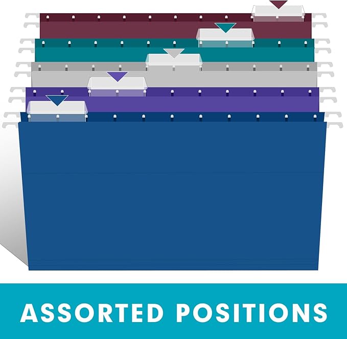 Hanging File Folders, RAZCC 60 Pack Reinforced Hanging Folders Legal Size, Designed for Bulky Files, Filing Cabinet, Adjustable Tabs, Assorted Colors