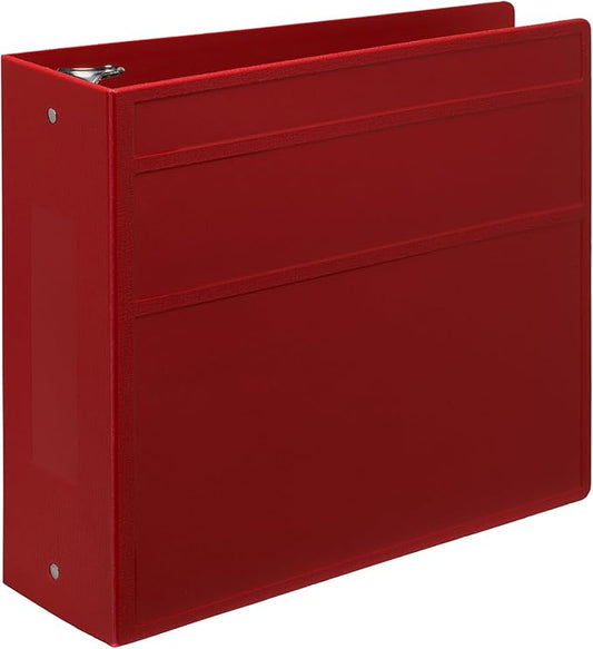 Carstens 4-Inch Heavy Duty 3-Ring Binder - Side Opening, Brick Red, Durable Plastic, Precision No-Gap Rings, Waterproof Cover, No Pockets, Holds 600 US Letter Sheets, BPA-Free, Made in USA (1840-3R)