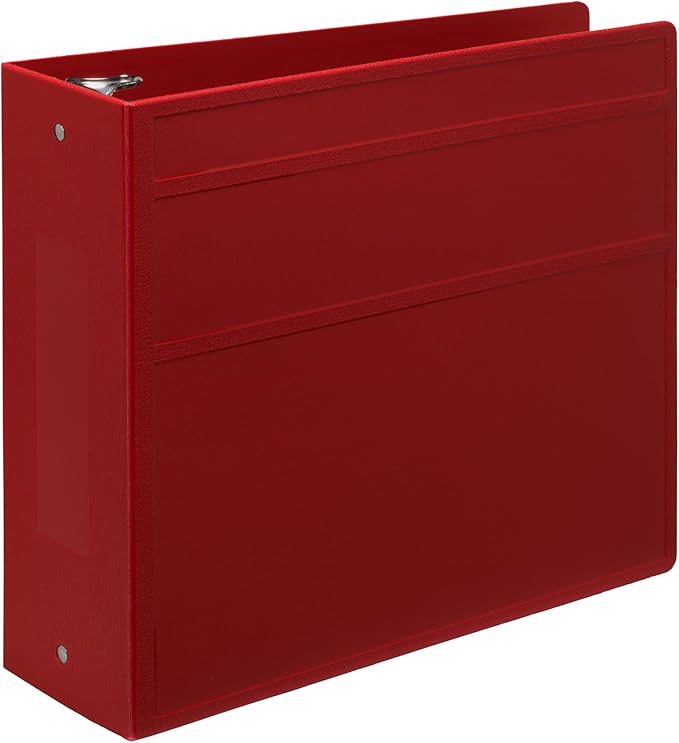 Carstens 4-Inch Heavy Duty 3-Ring Binder - Side Opening, Brick Red, Durable Plastic, No-Gap Rings, Waterproof Cover, No Pockets, Holds 600 US Letter Sheets, BPA-Free, Made in USA (1840-3R), Case of 10