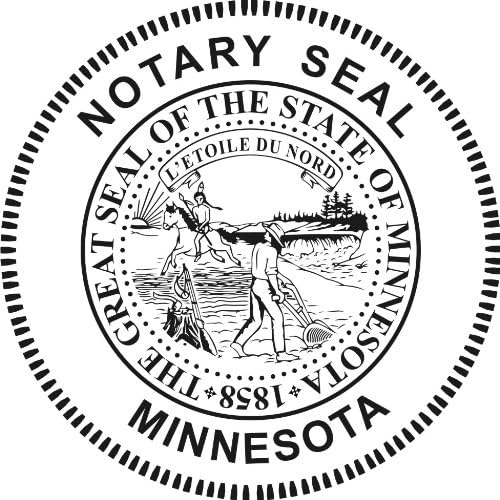 Round Notary Stamp for State of Minnesota- Self Inking Stamp - Top Brand Unit with Bottom Locking Cover for Longer Lasting Stamp - 5 Year Warranty