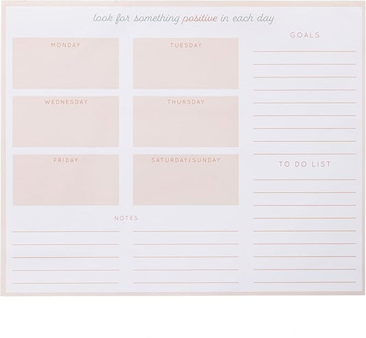 Graphique Weekly To Do Deskpad - Positivity Design - 9.75" x 8", 80 Sheets, Themed Pages - Planner for College Students, Business Appointments, Great Gift