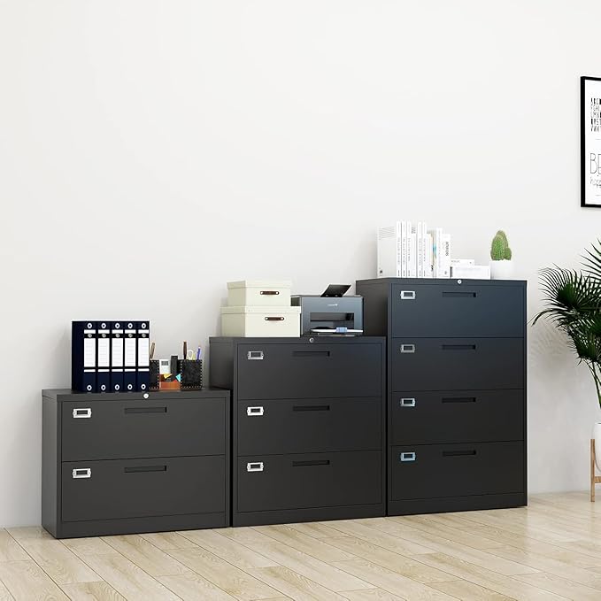 Lateral File Cabinet with Lock, 2 Drawer Large Metal Filing Cabinet,Home Office Lockable Storage Cabinet for Hanging Files Letter/Legal/F4/A4 Size-Assembly Required