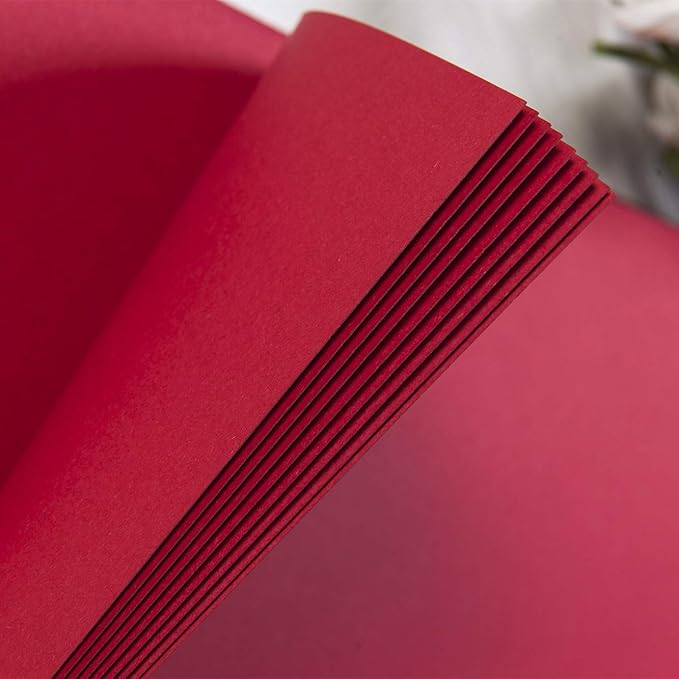 8 x 8 Inch Small DIY Scrapbook Photo Album with Window Design Cover 80 Pages Craft Paper Memory Book for Weeding Family Travel and Baby (Red)