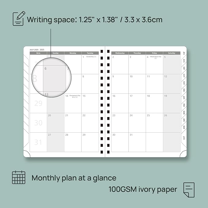 POPRUN Academic Planner 2025-2026 (July 2025-June 2026), Daily Weekly and Monthly Appointment Book (Wirebound Hard Cover - 6.25'' x 8.5'') with Hourly Time Slots, Tabs, 100 GSM - Black