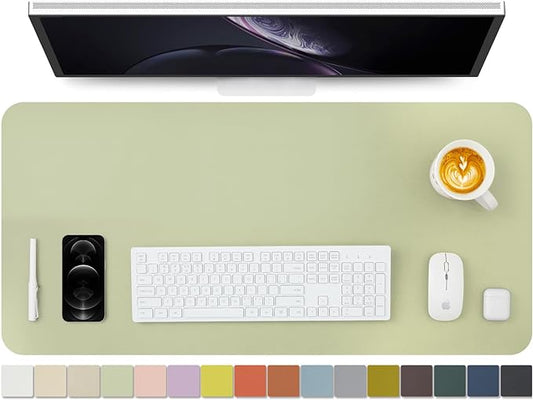 HOMIEAZICOZI Leather Desk Mat - Non-Slip PU Pad for Office and Home Organization Accessories Ideal Large Mouse Mats on Top of Desks (Light Green,36''x 17'') (DPD-LG-L)