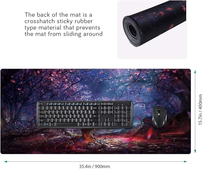 XXL Professional Large Mouse Pad & Computer Game Mouse Mat (35.4x15.7x0.1IN, 90x40 Forest)