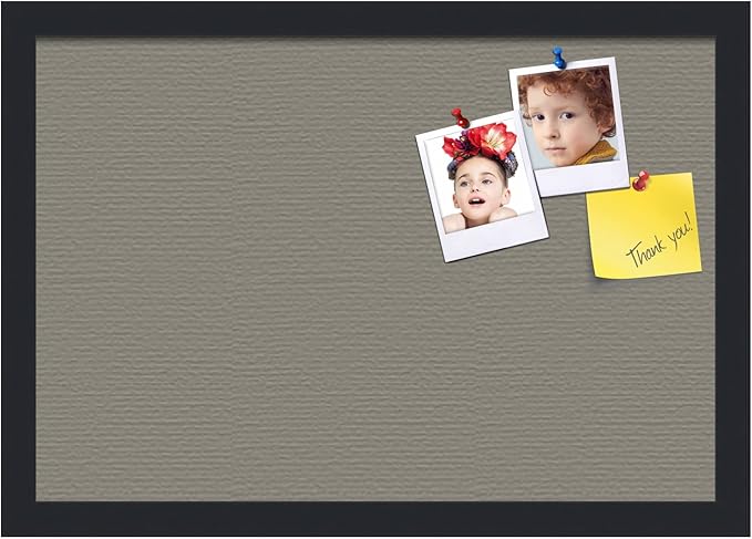 PinPix 19x13 Inch Cork Bulletin Board. This Decorative Framed Pin Board Comes with Pewter Design and a Satin Black Frame. Ideal for Home Office Decor or Message Board (PinPix-1812)