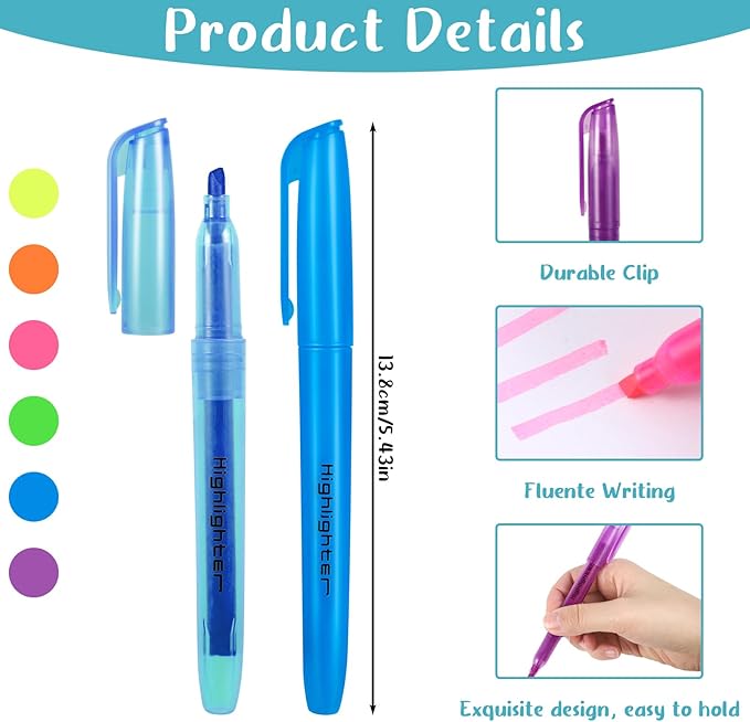 BESARME 120 Pack Assorted Colors Highlighters Bulk 6 Colors Fluorescent Markers for Home School Office