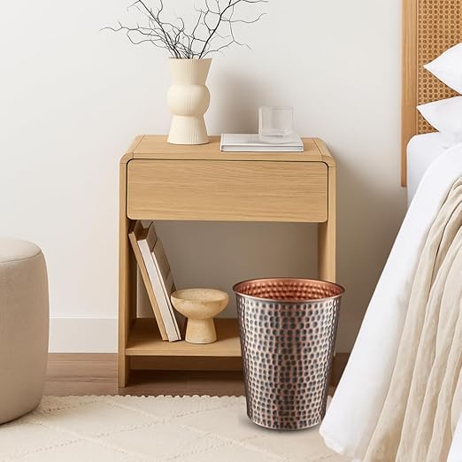 Monarch Abode Handcrafted Metal Wastebasket Trash Can for Home Office Bedroom, Decorative Wastebasket, Modern Bathroom Decor, Durable, Hand Hammered, Antique Copper Finish