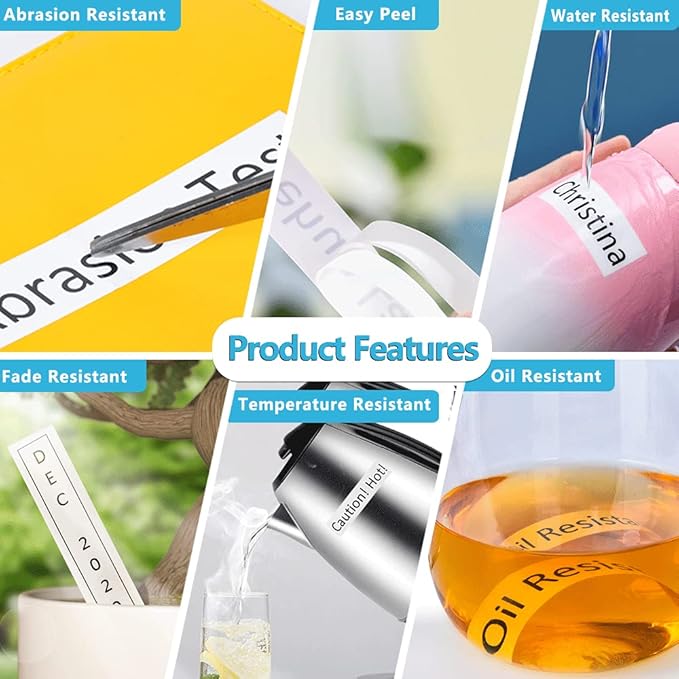 Hehua 18mm 0.7 Laminated White TZ Tape Compatible for Brother Label Maker TZe241 TZ-241 TZ241 TZe 241 3/4 x 26.2ft Label Tape for Ptouch PT D400 D600 D610BT P710BT P750W, Black on White, 5 Pack