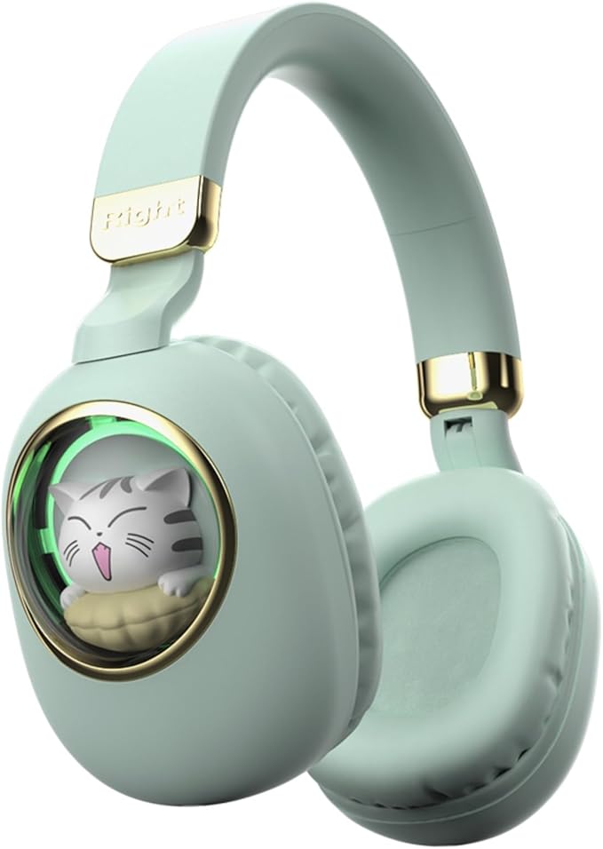 Girls Green Gaming Headset with Microphone - Wired & Wireless Noise Cancelling Over Ear Headphones for Kids & School - Bluetooth Earbuds