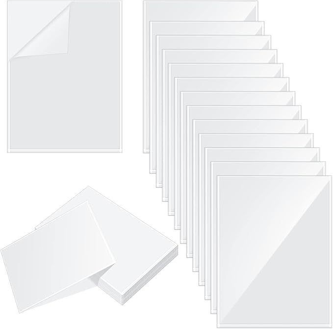Gueevin 100 Pcs 8.5 x 11 Inch Self Adhesive Display Pockets Peel and Stick Clear Paper Sleeves Wall and Door Communication Clear Adhesive Sheet Protector Letter Size Plastic Sheet Protectors