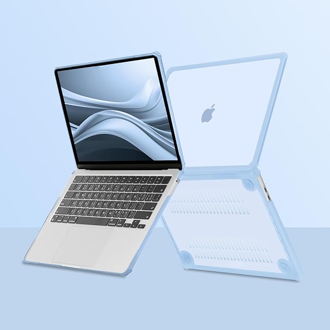 MOSISO Compatible with MacBook Pro 13 inch Case M2 2025-2016 A2338 M1 A2251 A2289 A2159 A1989 A1708 A1706, Anti-Cracking Heavy Duty Plastic TPU Bumper Hard Case&Keyboard Skin&Screen Film, Air Blue