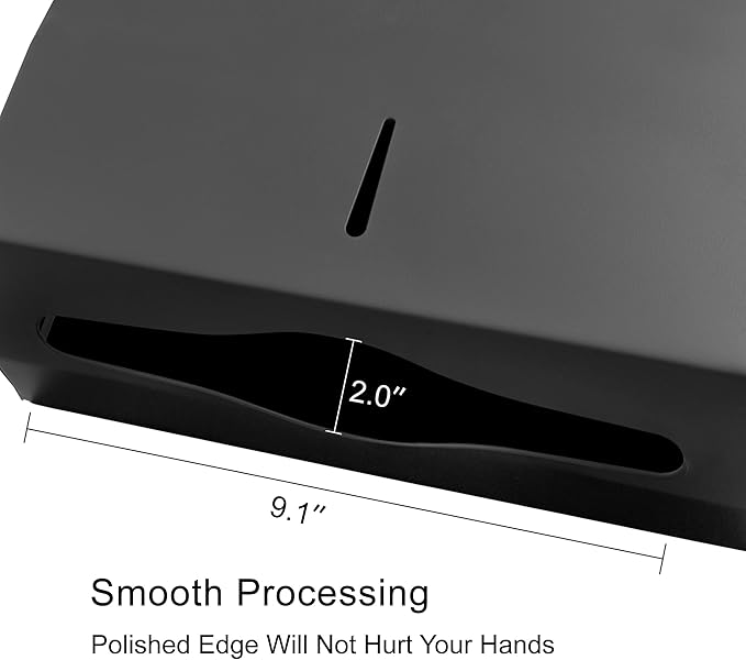 Commercial Paper Towel Dispenser Wall Mount, Tri-fold/Multi-fold/C-Fold Stainless Steel Paper Towel Holder Hand Towel Dispenser with Key (Black)