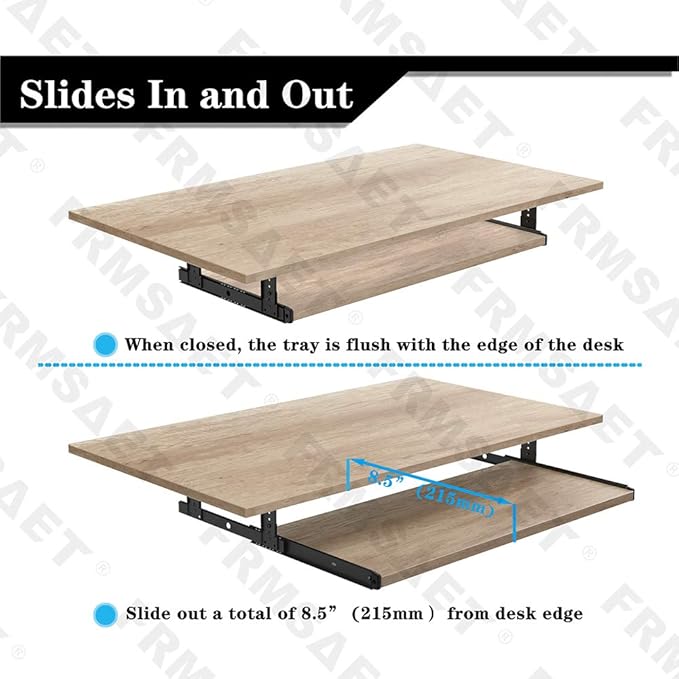 FRMSAET Furniture Accessories Office Product Desk Suits Hardware 20/24/30 inches Keyboard Drawer Tray Wood Holder Under Desk Adjustable Height Platform. (30 inches, Burlywood)