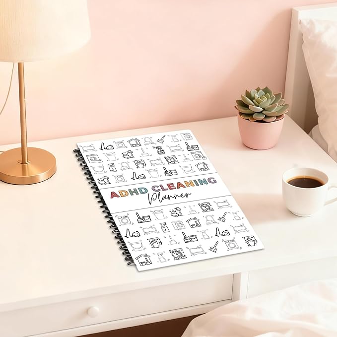 ADHD Cleaning Planner for Adults, Cleaning Planner Daily Weekly Monthly Home Organization & Chore Chart Schedule with Checklists,Household Management System for Women & Men with Focus-Friendly Layout