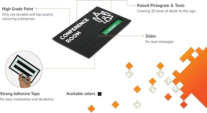 Kubik Letters Premium Conference Room Sign - Do Not Disturb Sign - Meeting in Progress Door Sign - Office Sign - Sign Out - Office Door Sign - Door Signs for Office - Occupied Sign - Do Not Disturb Door Sign