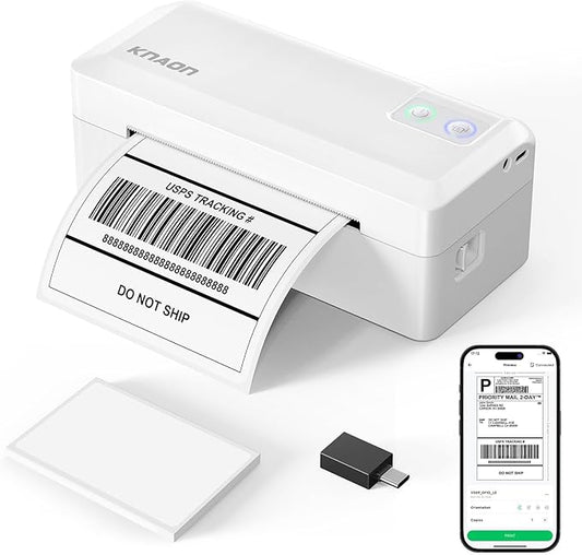 Shipping Thermal Label Printer, 4x6 Portable Label Printer, Bluetooth Label Maker for Small Business, Support iPhone,Android,Windows,Mac,Chromebook,Works with USPS, Ebay,Shopify&More, White
