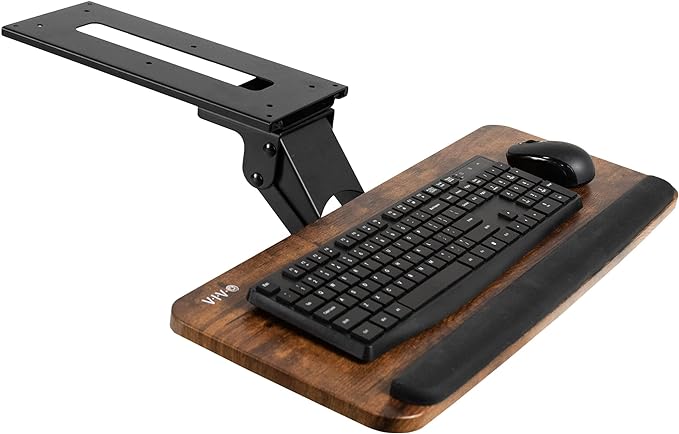 VIVO Adjustable Computer Keyboard and Mouse Platform Tray, Ergonomic Under Table Desk Mount Drawer Underdesk Shelf, Rustic Vintage Brown, MOUNT-KB03N