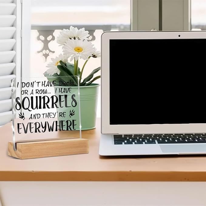 Funny Office Desk Decor Clear Acrylic Sign 4x4 Inch, Humorous Decorative Desk Accessories for Office Table Shelf Desktop Cubicle Decor, Small Gifts for Women Men Coworkers