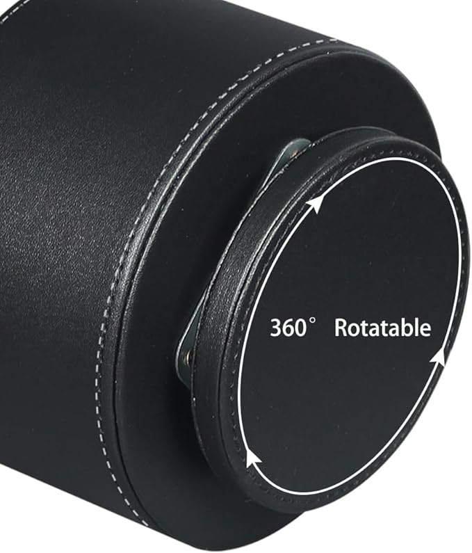 Fanousy 360° Rotating Pen Holder for Desk, Leather Pencil Pen Organizer Remote Control Holder Table Desktop Nightstand Organizer Caddy Storage, Office Desk Organizers And Accessories 5.5x5.5x4.0 Inch