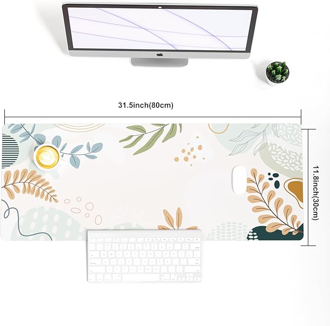 Colorful Star Minimalist Large Mouse Pad, Abstract Botanical Waterproof Desk Mat, Boho Computer Gaming Mouse Pad, XL Full Desk Mousepad Non Slip Writing Pad for School Office Home 31.5" x 11.8"