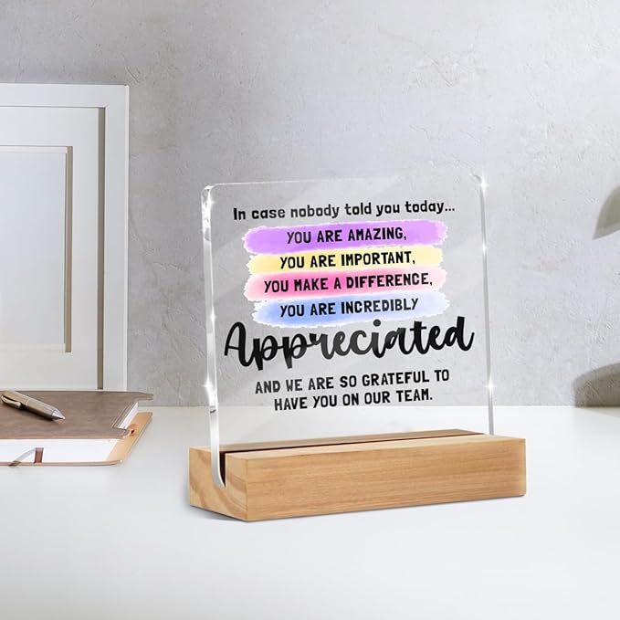 Positive Affirmations Motivational Reminder Desk Decor Acrylic Sign 4x4 Inch, Desk Shelf Cubicle Gadgets Cute Office Decor, Mental Health Gifts for Women Coworkers Best Friend