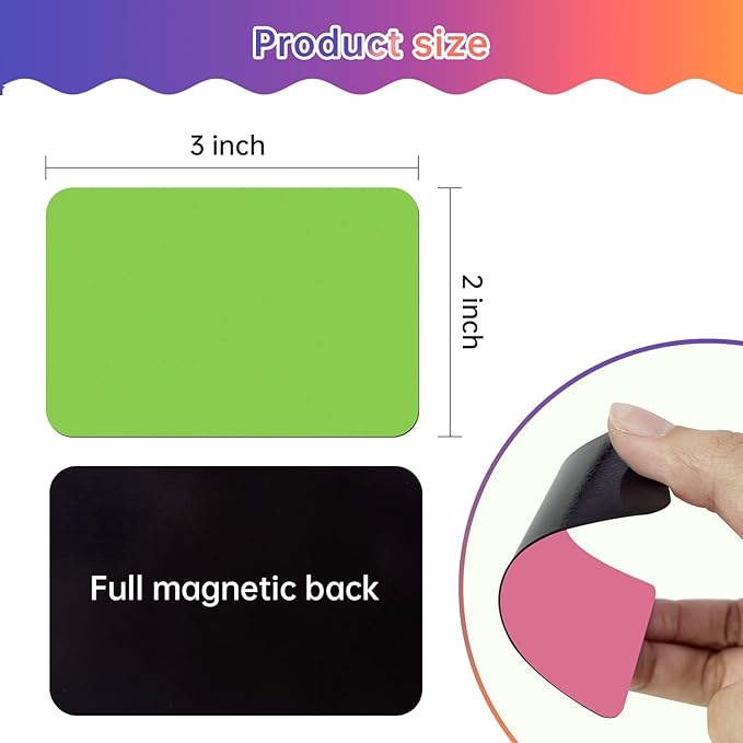 Dry Erase Magnets Set - 24 Pack - 3x2 in Whiteboard Magnetic Notes Planning Pads Labels - Small White Board Magnet Strips Name Tags for Home, Office and Classroom
