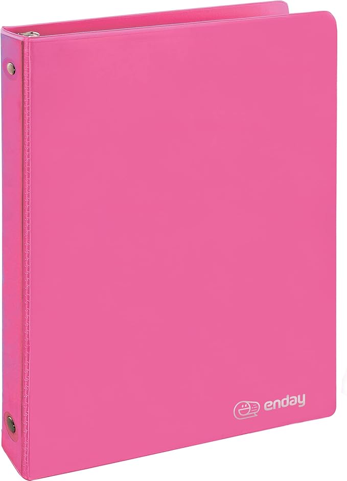 ½ Inch 3 Ring Binder .5 inch Pink Clear View Cover with 2 Inside Pockets, Colored School Supplies Office and Home Binders – by Enday