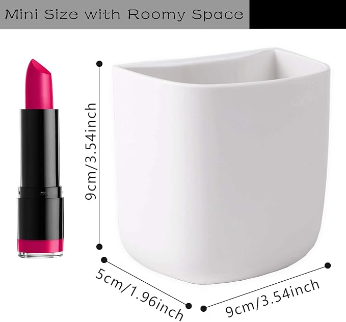 Pencil Holder - Self-Adhesive Wall Mount Pen Cup,Marker Pot,Writing Utensil Storage Organizer for Fridge,Locker,Whiteboard,home and office - White - 2Pcs/Set