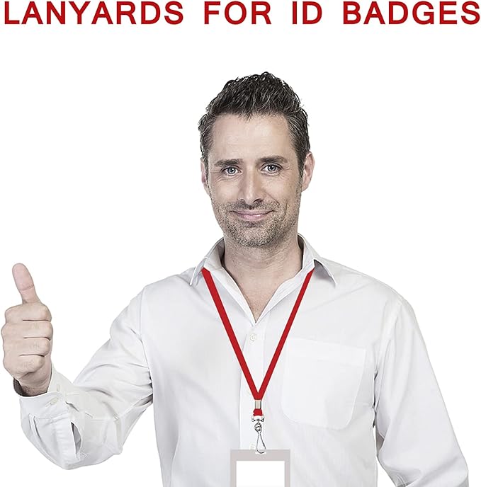 Red Lanyards Bulk 50 packs Lanyards for ID Badges,Lanyards with Swivel Hook Clips for Name Tag Lanyard ID Holder