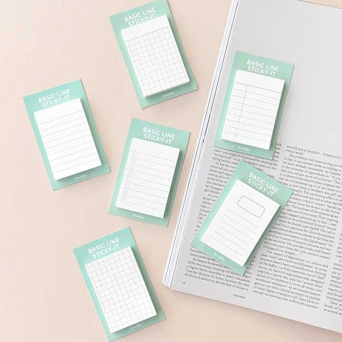 Monolike Basic Line Green Sticky-it - 6p Set Self-Adhesive Memo Pad 50 Sheets