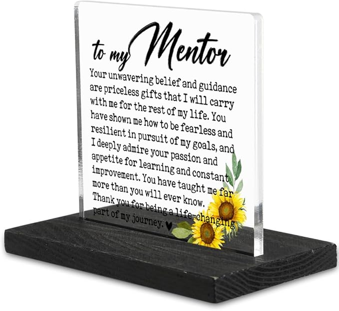 FOKCBOCM Thank You Appreciation Gift for Mentor, Going Away Gifts Retirement Gift for Mentor Teacher Counselor, Acrylic Decorative Signs 3.9 * 3.9 inch-DX334