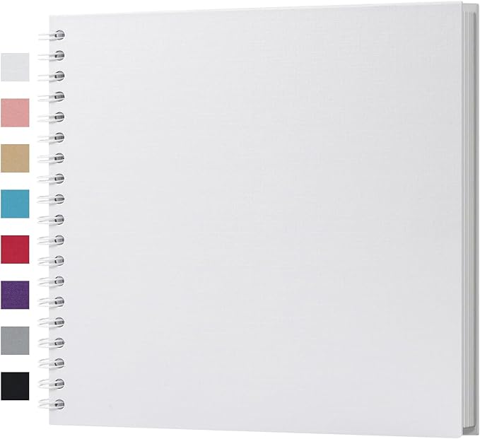 potricher 10 x 10 Inch DIY Scrapbook Album 40 Pages Hardcover Kraft Paper Scrap Book Photo Albums Memory Book for Wedding and Anniversary Family (White, 10 Inch)