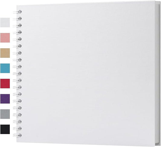 potricher 10 x 10 Inch DIY Scrapbook Album 40 Pages Hardcover Kraft Paper Scrap Book Photo Albums Memory Book for Wedding and Anniversary Family (White, 10 Inch)