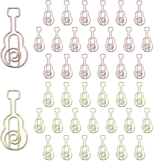 OWLFAVO 40pcs Guitar Shape Paper Clips with Clear Box, Mixed Colors, Funny Cute Paperclips Bookmarks Planner Clips for Fun Office Supplies School Gifts Wedding Decoration