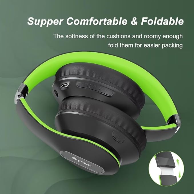 Wireless Bluetooth Headphones Over Ear 65H Playtime HiFi Stereo Headset with Microphone and 6EQ Modes Foldable Bluetooth V5.3 Headphones for Travel Smartphone Computer Laptop